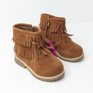 Rugged Bear Girls Fringe Booties, Brown, Toddlers 8